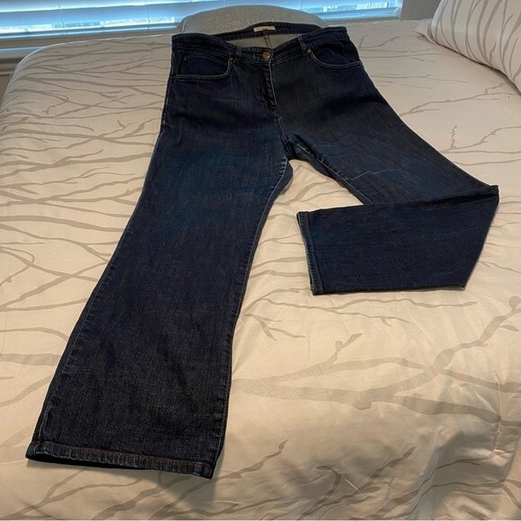 Eileen Fisher Dark Wash Straight Leg 5 Pocket Zip Closure Size M (Size 14/16) - Picture 1 of 5